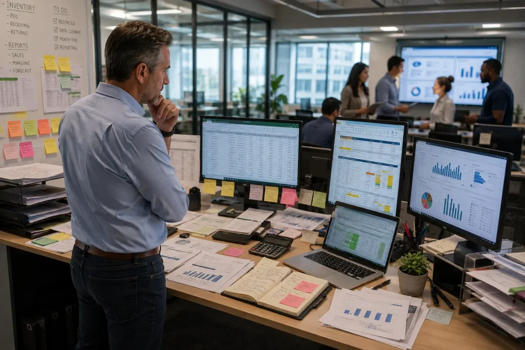 Operations manager relying on spreadsheets and manual workarounds in a legacy ERP environment